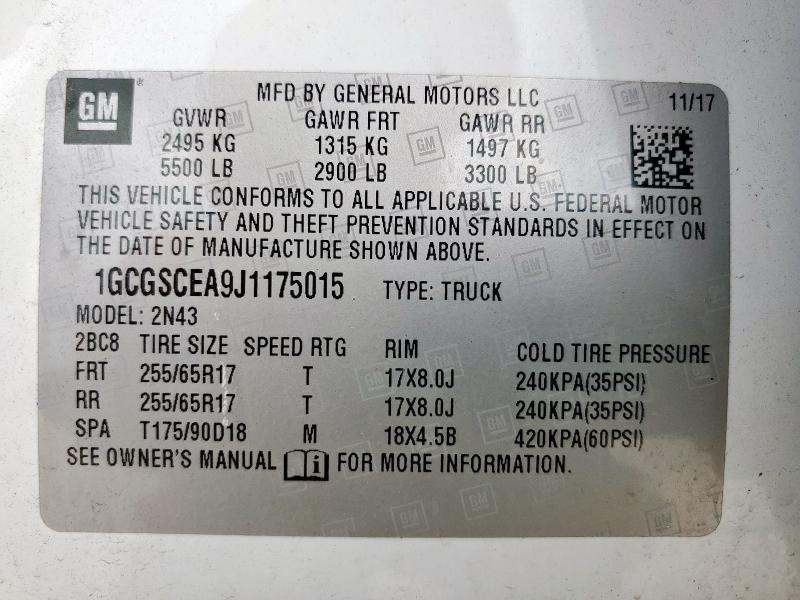 2018 CHEVROLET COLORADO L - 1GCGSCEA9J1175015