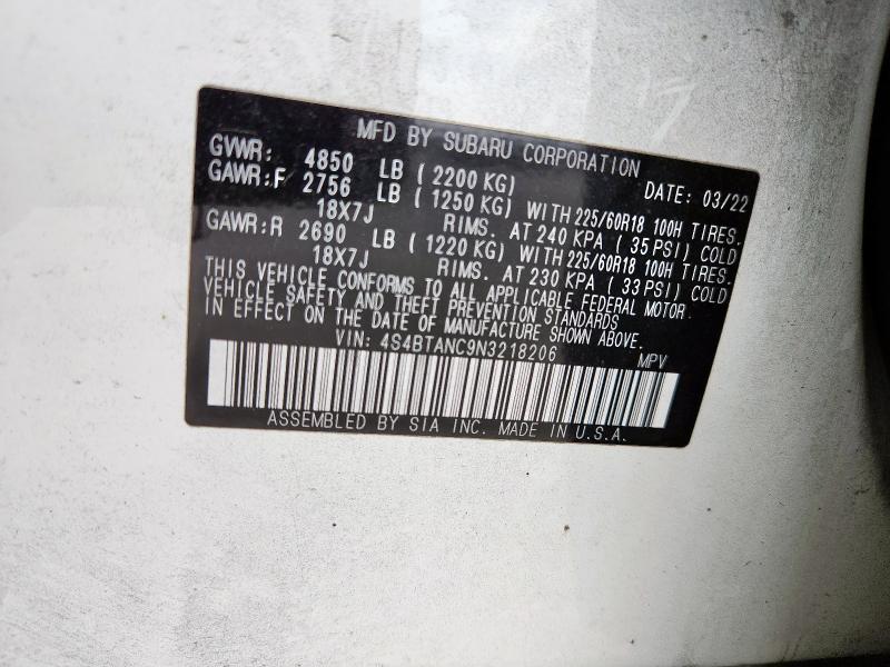 2022 SUBARU OUTBACK LI 4S4BTANC9N3218206