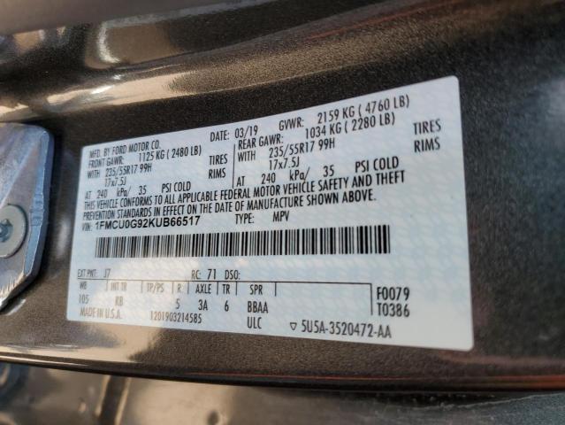 2019 FORD ESCAPE SE 1FMCU0G92KUB66517