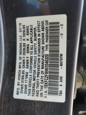 2019 HONDA CIVIC SPOR - 19XFC2F89KE046320