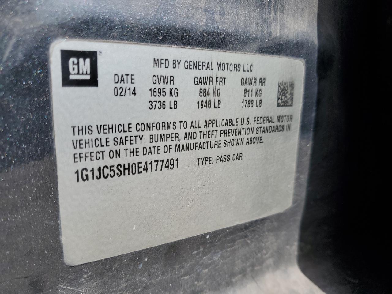Chevrolet Sonic lt 2014