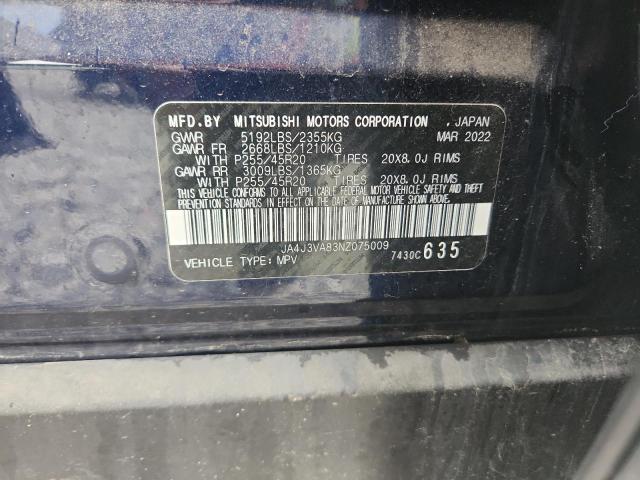 2022 MITSUBISHI OUTLANDER SEL JA4J3VA83NZ075009
