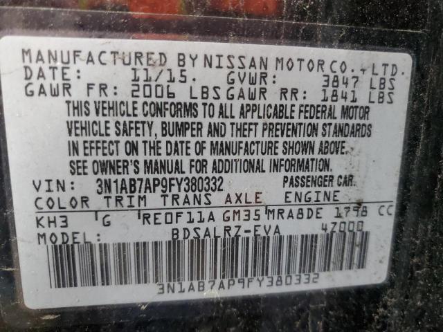 2015 NISSAN SENTRA S 3N1AB7AP9FY380332