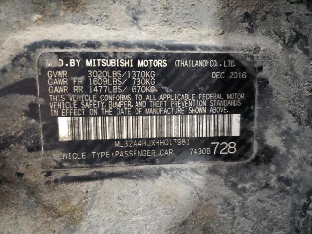 2017 MITSUBISHI MIRAGE SE ML32A4HJXHH017981