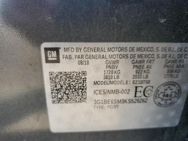 2019 CHEVROLET CRUZE LT 3G1BE6SM8KS529262