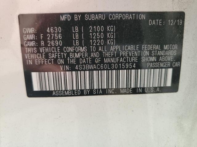 2020 SUBARU LEGACY PRE 4S3BWAC60L3015954