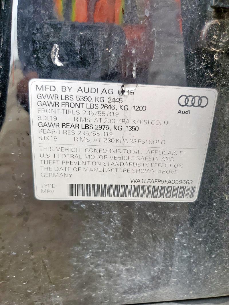 2015 AUDI Q5 PREMIUM WA1LFAFP9FA099663