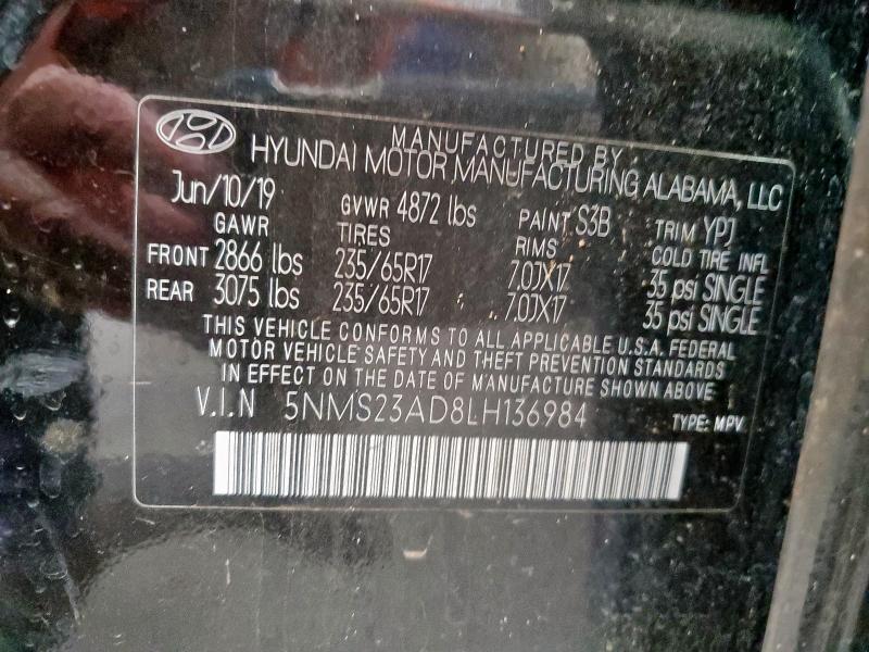 2020 HYUNDAI SANTA FE S 5NMS23AD8LH136984