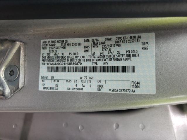 2017 FORD ESCAPE SE 1FMCU9G91HUB89879