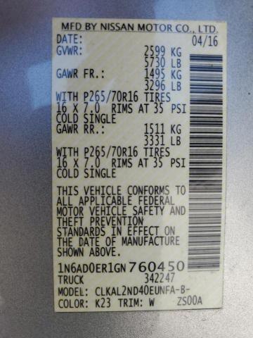 2016 NISSAN FRONTIER S - 1N6AD0ER1GN760450