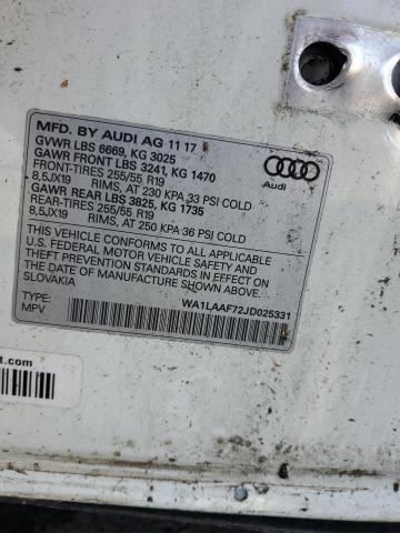 wa1laaf72jd025331 - 2018 Audi q7 premium plus - #59190365