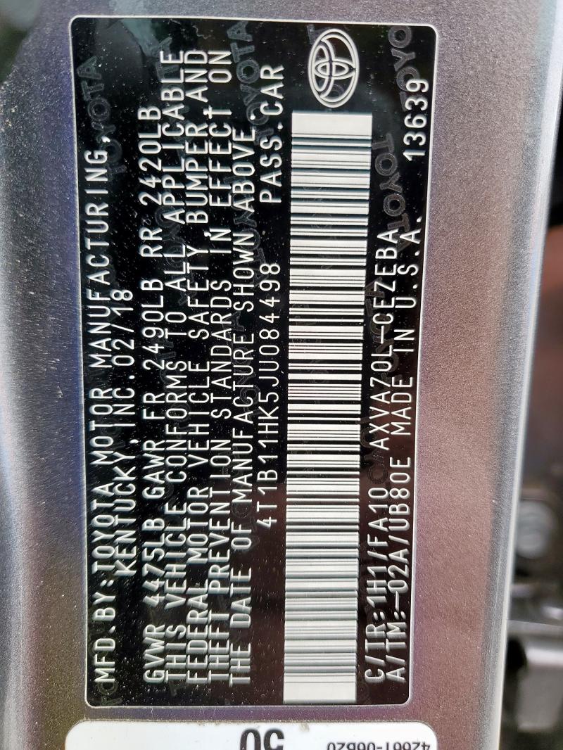 2018 TOYOTA CAMRY L 4T1B11HK5JU084498
