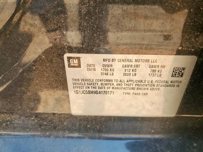 2016 CHEVROLET SONIC LT 1G1JC5SH9G4170171