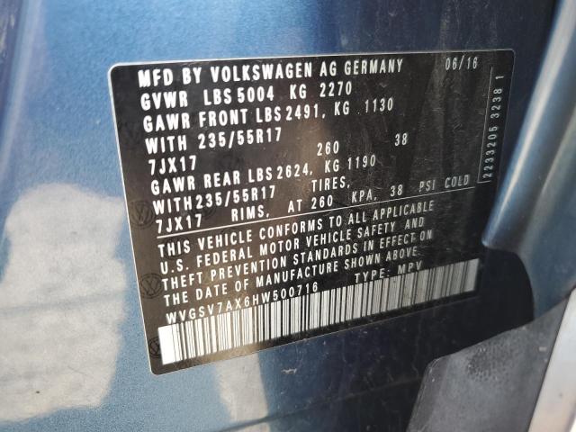 2017 VOLKSWAGEN TIGUAN WOL WVGSV7AX6HW500716
