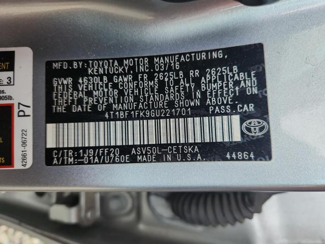 2016 TOYOTA CAMRY LE - 4T1BF1FK9GU221701