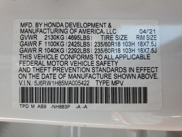 2021 HONDA CR-V EXL - 5J6RW1H85MA005422