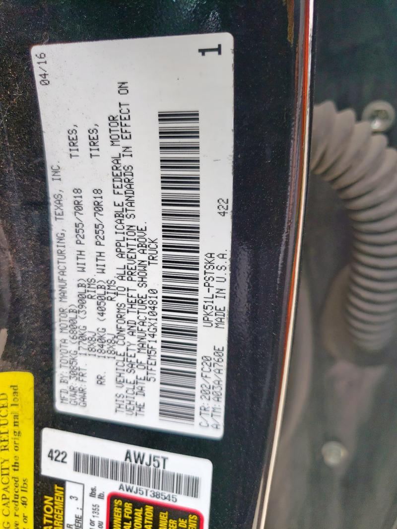 2016 TOYOTA TUNDRA CRE - 5TFEM5F14GX104810