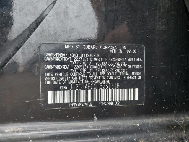2020 SUBARU CROSSTREK - JF2GTAEC0L8251316