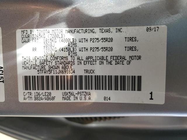 2018 TOYOTA TUNDRA CRE 5TFAY5F11JX691834