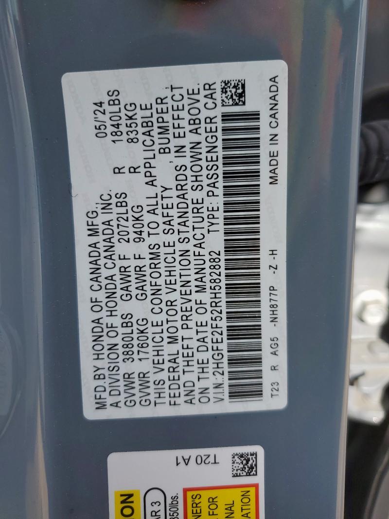 2024 HONDA CIVIC SPOR - 2HGFE2F52RH582882
