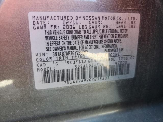 2016 NISSAN SENTRA S - 3N1AB7AP7GY235503
