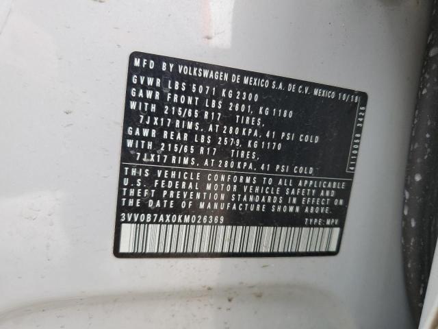 2019 VOLKSWAGEN TIGUAN S 3VV0B7AX0KM026369