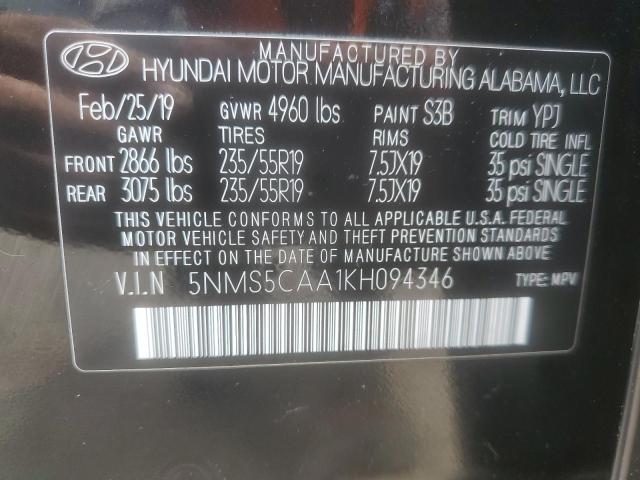 2019 HYUNDAI SANTA FE L 5NMS5CAA1KH094346