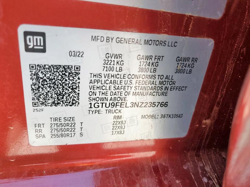 2022 GMC SIERRA LIM - 1GTU9FEL3NZ235766
