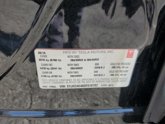 2016 TESLA MODEL X 5YJXCAE48GF018782
