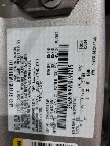 2017 FORD FUSION SE 3FA6P0H99HR194215