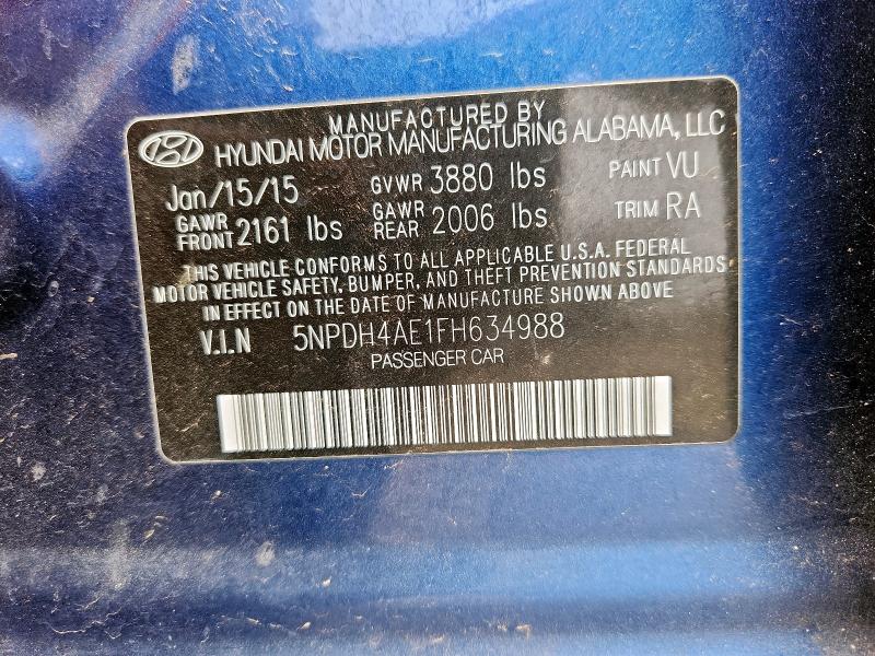 2015 HYUNDAI ELANTRA SE 5NPDH4AE1FH634988