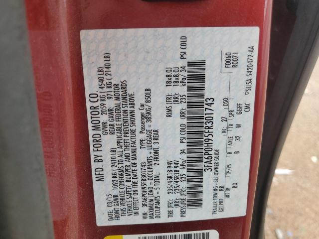 2015 FORD FUSION SE - 3FA6P0H95FR301743