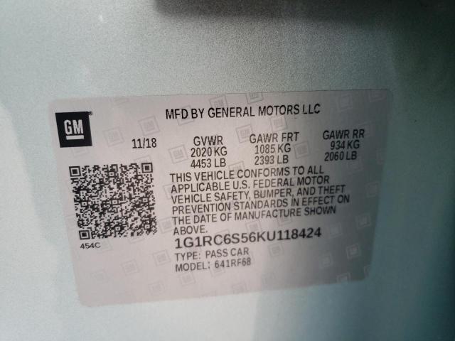 2019 CHEVROLET VOLT LT 1G1RC6S56KU118424