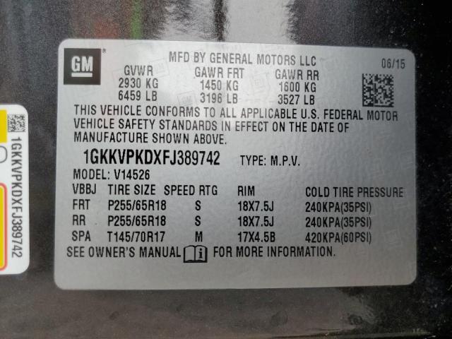2015 GMC ACADIA SLE 1GKKVPKDXFJ389742