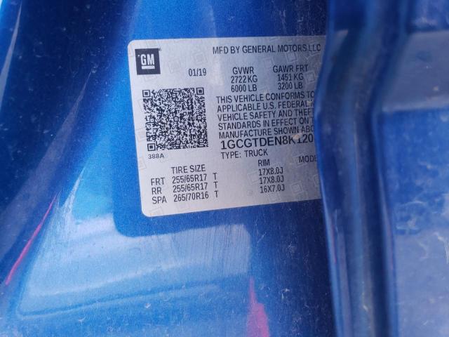 2019 CHEVROLET COLORADO Z 1GCGTDEN8K1208593