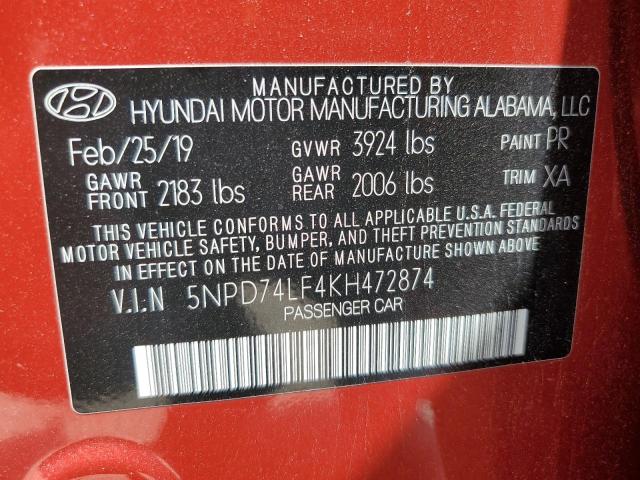 2019 HYUNDAI ELANTRA SE - 5NPD74LF4KH472874