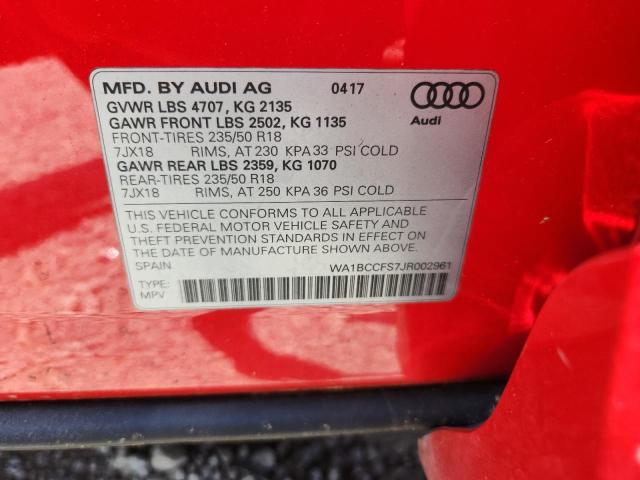 2018 AUDI Q3 PREMIUM WA1BCCFS7JR002961