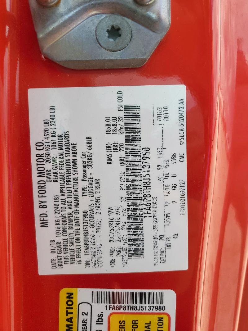 2018 FORD MUSTANG - 1FA6P8TH8J5137980
