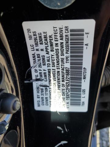 2020 HONDA CIVIC LX - 19XFC2F62LE216887