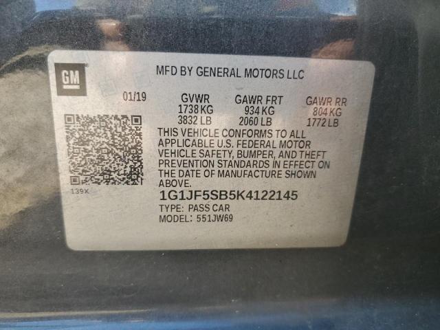 2019 CHEVROLET SONIC PREM 1G1JF5SB5K4122145