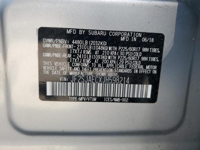 2018 SUBARU FORESTER 2 - JF2SJAECXJH598214