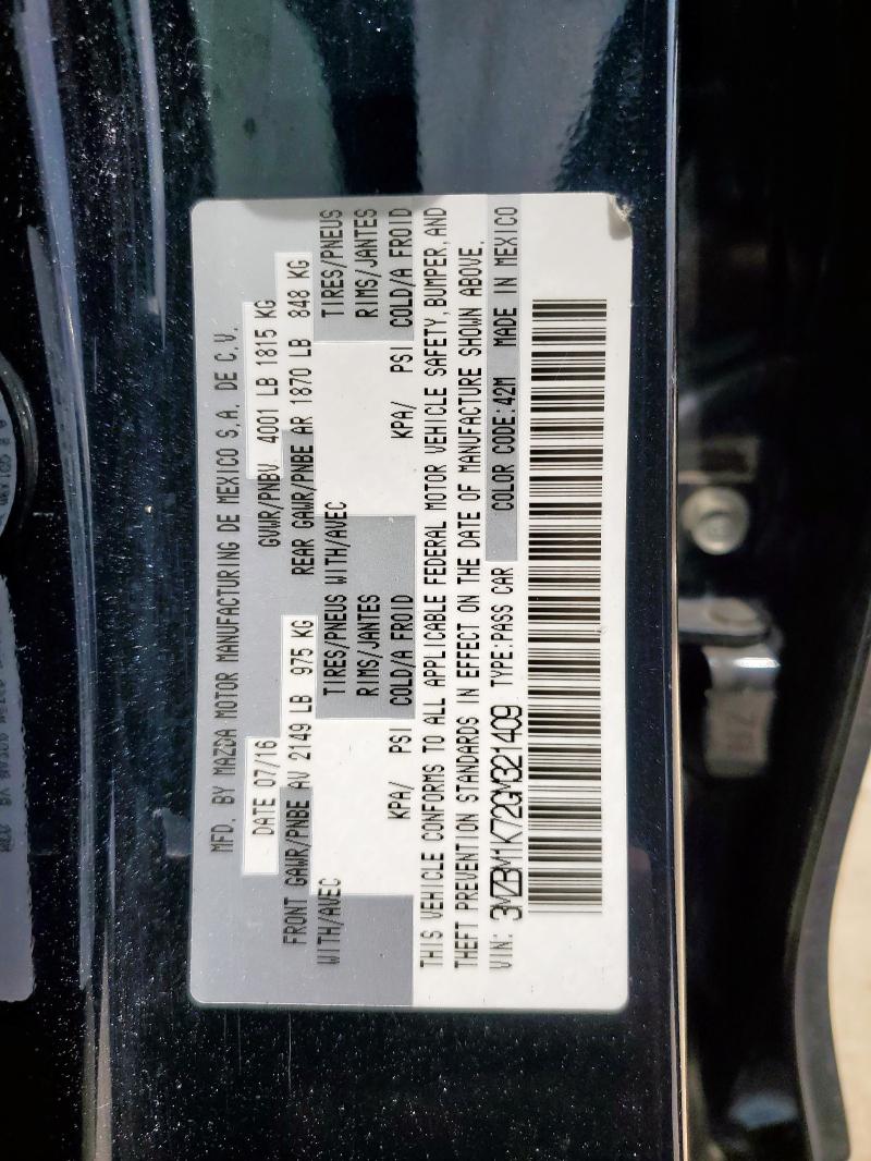 2016 MAZDA 3 SPORT 3MZBM1K72GM321409