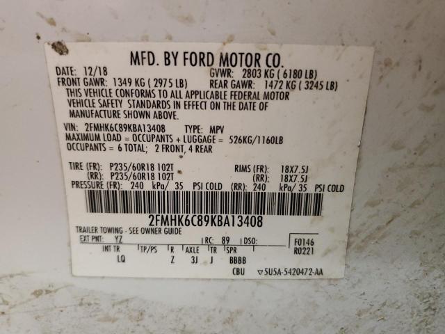 2019 FORD FLEX SEL 2FMHK6C89KBA13408