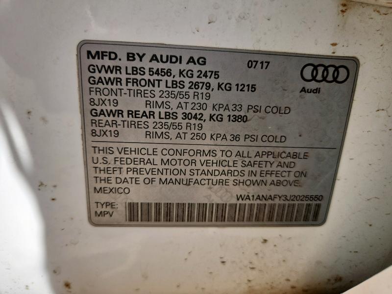 2018 AUDI Q5 PREMIUM WA1ANAFY3J2025550