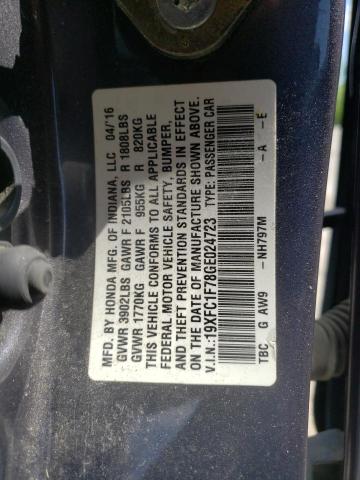 2016 HONDA CIVIC EXL - 19XFC1F78GE024723