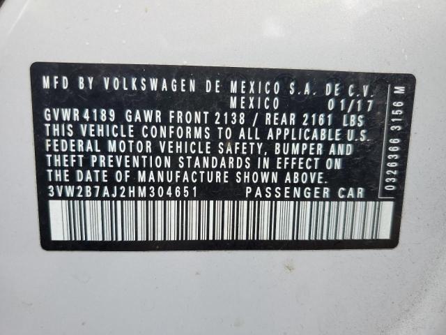 2017 VOLKSWAGEN JETTA S 3VW2B7AJ2HM304651