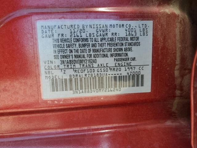 2021 NISSAN SENTRA SR 3N1AB8DV0MY216240