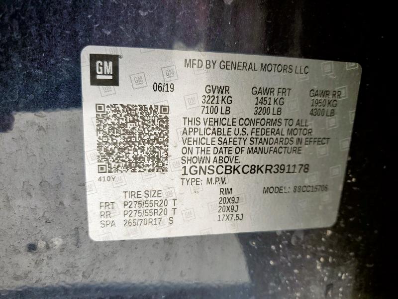2019 CHEVROLET TAHOE C150 - 1GNSCBKC8KR391178