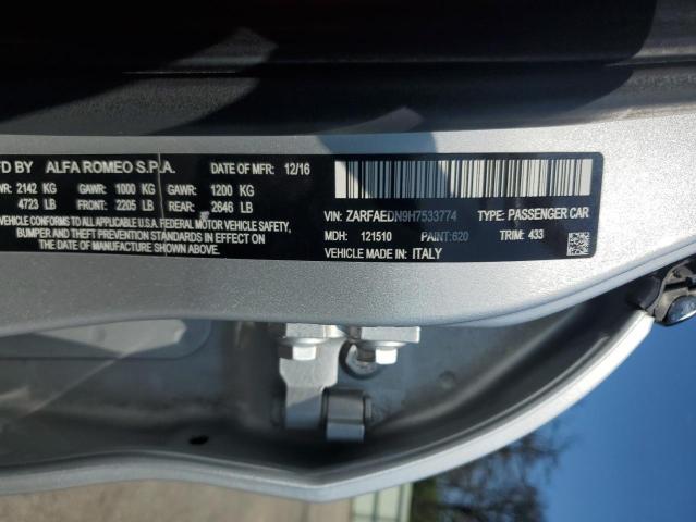 2017 ALFA ROMEO GIULIA Q4 ZARFAEDN9H7533774