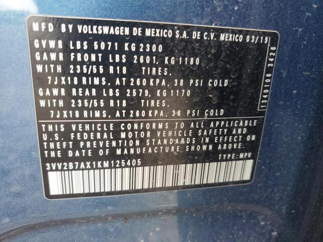 2019 VOLKSWAGEN TIGUAN SE - 3VV2B7AX1KM125405